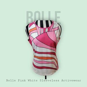 Bolle Women’s Tennis Golf Top Size M Pink White Orange Sleeveless Activewear